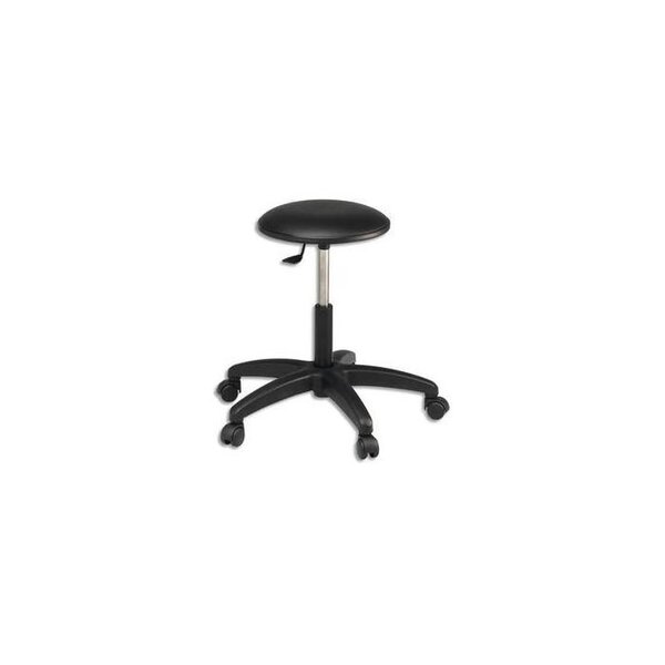 Tabouret standard sur roulettes dessus skaï noir GÉNÉRIQUE