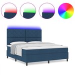 vidaXL Lit à sommier tapissier avec matelas & LED Bleu 180x200 cm Tissu