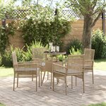 vidaXL Ensemble de Salle à Manger de Jardin 5 Pièces Beige Poly Rattan