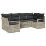 Ensemble de Canapé de Jardin 6 Pièces avec Coussins Gris Clair Poly Rattan