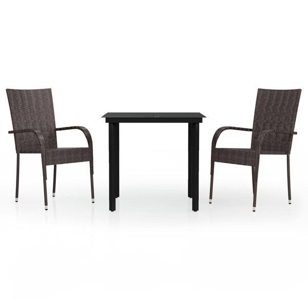 vidaXL Ensemble de salle à manger d'extérieur 3 Pièces Marron et noir