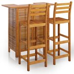 vidaXL Ensemble de bar de jardin 3 Pièces Bois d'acacia solide