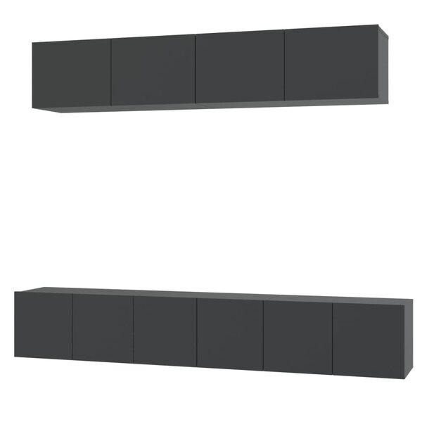 vidaXL Ensemble de meubles TV 5 Pièces Noir Bois d'ingénierie