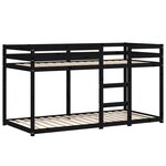 vidaXL Lit superposé sans matelas noir 90x200 cm bois de pin massif