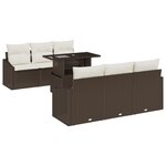 vidaXL Ensemble de sofa de jardin 7 pièces avec coussins marron en poly rotin