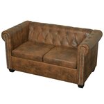 vidaXL Ensemble de canapé Chesterfield à 2 et 3 places marron