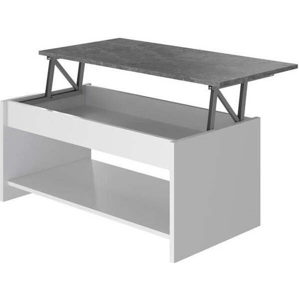 HAPPY Table Basse relevable - Blanc et gris - L 100 cm