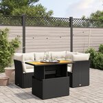 vidaXL Salon de jardin 5 Pièces avec coussins noir résine tressée