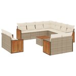 vidaXL Salon de jardin avec coussins 12 Pièces beige résine tressée