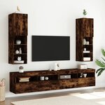 vidaXL Meubles TV avec lumières LED 2 Pièces chêne fumé 30 5x30x102 cm