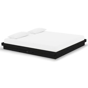 vidaXL Cadre de lit Noir Bois massif 200x200 cm