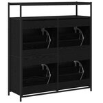 vidaXL Armoire à chaussures avec 4 tiroirs basculants chêne noir 100x34x112 cm