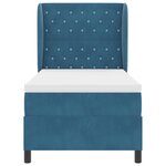 Lit à ressort vidaXL avec matelas bleu foncé 100x200 cm en velours
