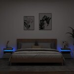 vidaXL Armoires de chevet avec lumières LED 2 Pièces gris béton