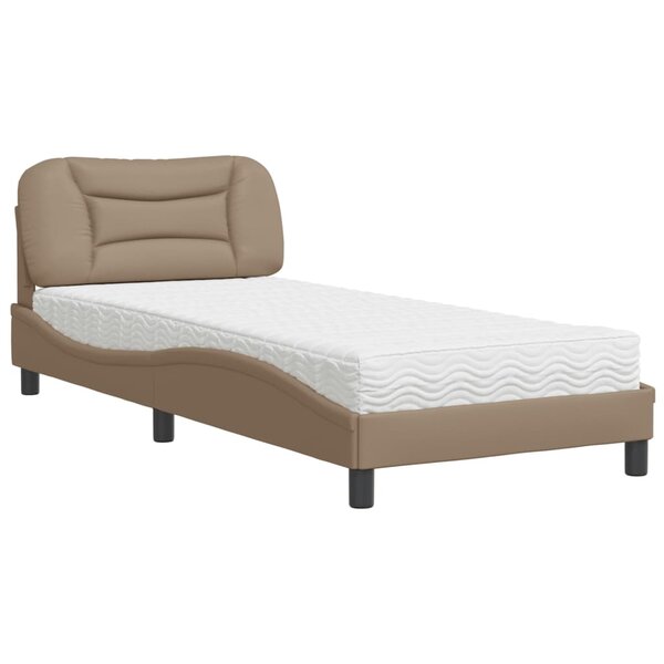 vidaXL Lit avec matelas cappuccino 80x200 cm similicuir