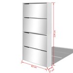 vidaXL Meuble à chaussures 4 étagères et miroir 63x17x134 cm Blanc