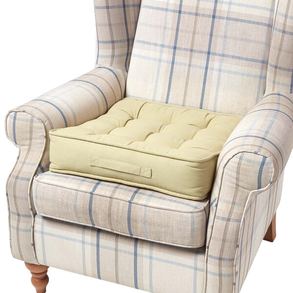 Coussin d'assise rehausseur en coton Vert sauge  50 x 50 x 10 cm - HOMESCAPES
