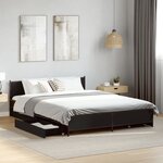 vidaXL Cadre de lit avec tiroirs sans matelas noir 120x190 cm
