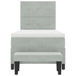 vidaXL Lit à ressorts avec matelas et banc gris clair 90x200 cm velours