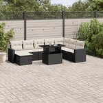 vidaXL Salon de jardin 9 Pièces avec coussins noir résine tressée