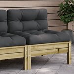vidaXL Canapé de jardin sans accoudoirs et coussins bois pin imprégné