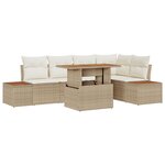 Set de canapé de jardin vidaXL 6 pièces avec coussins en rotin poly beige