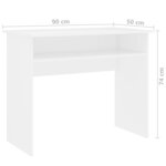 vidaXL Bureau Blanc 90x50x74 cm Bois d'ingénierie
