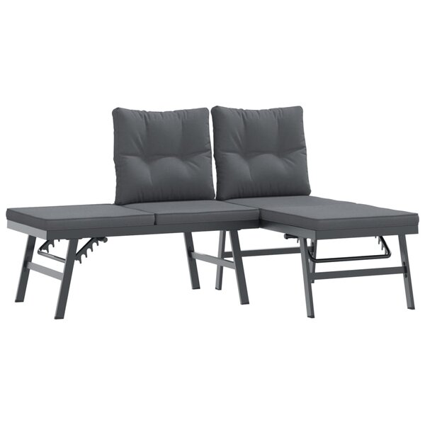 vidaXL Bancs de jardin avec coussins lot de 2 acier enduit de poudre