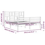 vidaXL Cadre de lit avec tête de lit blanc King Size bois massif