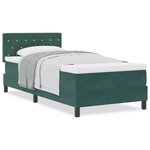 Lit à ressort vidaXL avec matelas Vert foncé 100x200 cm Velours