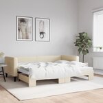 vidaXL Lit de jour avec lit gigogne crème 90x200 cm tissu
