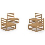 Salon de jardin meuble d'extérieur ensemble de mobilier 4 pièces marron miel bois de pin massif 02_0016258