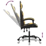 vidaXL Chaise de jeu pivotante Noir et doré Similicuir