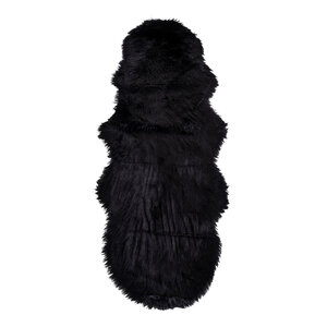 Peau d'agneau artificielle noire 60 x 180 cm