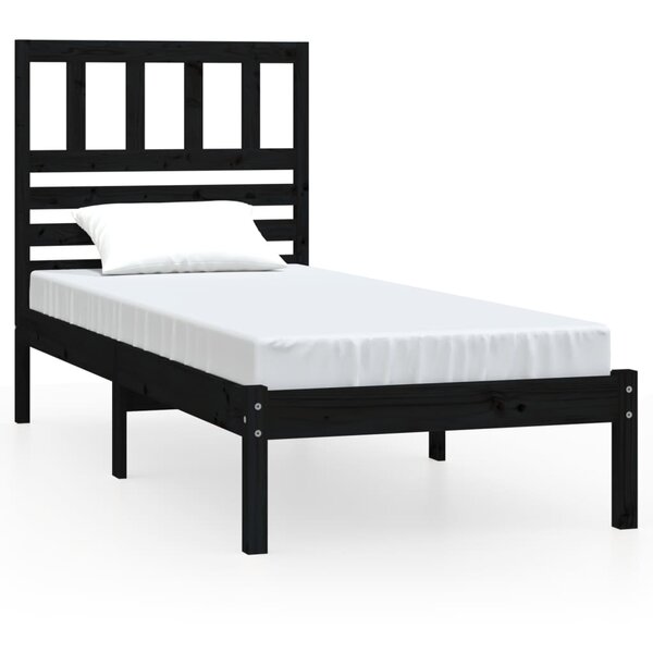 vidaXL Cadre de lit noir 75x190 cm petit simple bois massif de pin