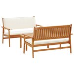 Ensemble de salon de jardin 3 pièces vidaXL avec coussins en bois d'acacia massif