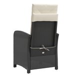 vidaXL Chaise inclinable de jardin avec coussins noir résine tressée