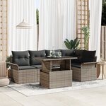 vidaXL Ensemble de canapé de jardin de 6 pièces avec coussins gris en poly rotin