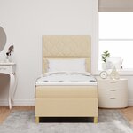 vidaXL Lit box spring avec matelas crème 100x200 cm tissu