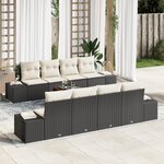 vidaXL Ensemble de Canapé de Jardin 9 Pièces avec Coussins Noir Rattan Poly Acacia