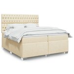vidaXL Sommier à lattes de lit avec matelas Crème 200x200 cm Tissu