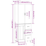 vidaXL Buffet haut Noir 69 5x34x180 cm Bois d'ingénierie