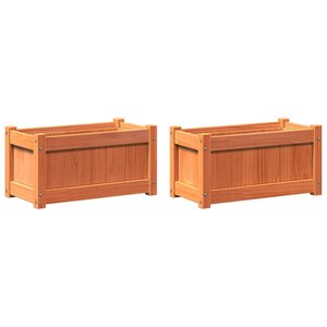 vidaXL Jardinières 2 Pièces cire marron bois de pin massif