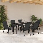Ensemble de salle à manger de jardin vidaXL 7 pièces Noir Textilène et Acier