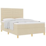 vidaXL Lit à ressort avec matelas crème 140x200 cm tissu