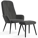 vidaXL Chaise de relaxation avec repose-pied Gris foncé Velours