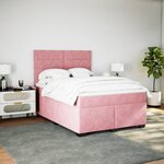 vidaXL Sommier à lattes de lit avec matelas Rose 140x190 cm Velours