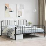 vidaXL Cadre de lit métal sans matelas avec pied de lit noir 193x203cm