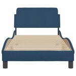 vidaXL Cadre de lit avec tête de lit sans matelas bleu 90x190 cm tissu
