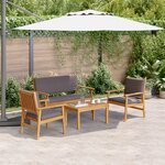 Ensemble de canapé de jardin 4 pièces avec coussins en bois d'acacia